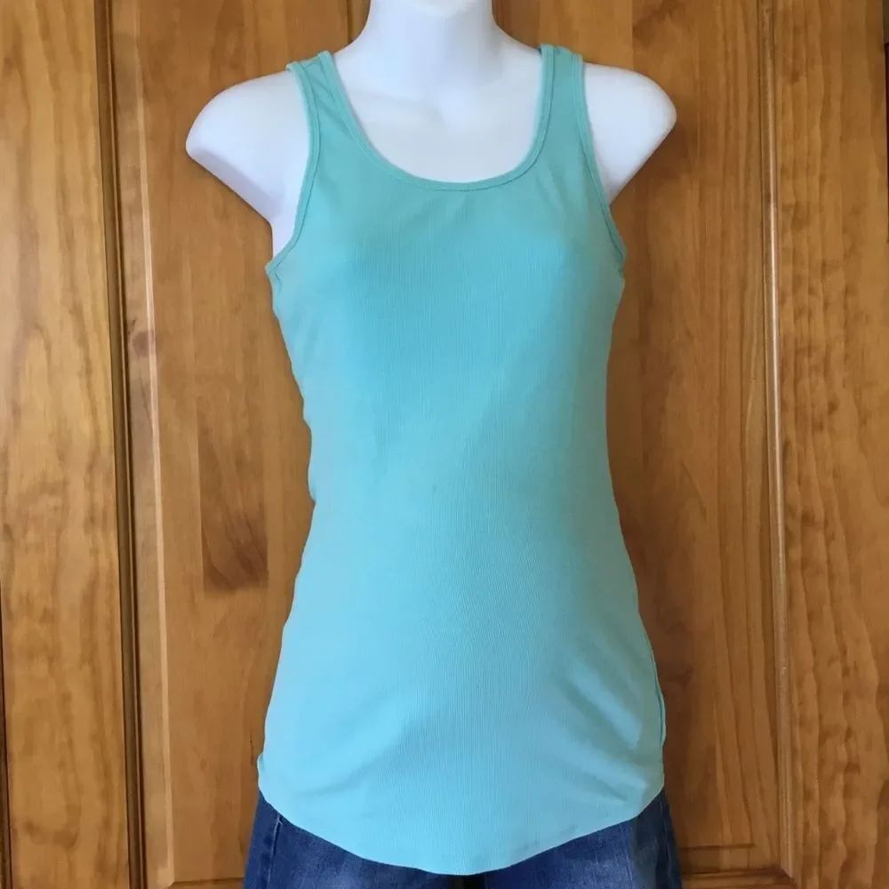 Maternity Mint Tank Top - Lightweight Scoop Neck